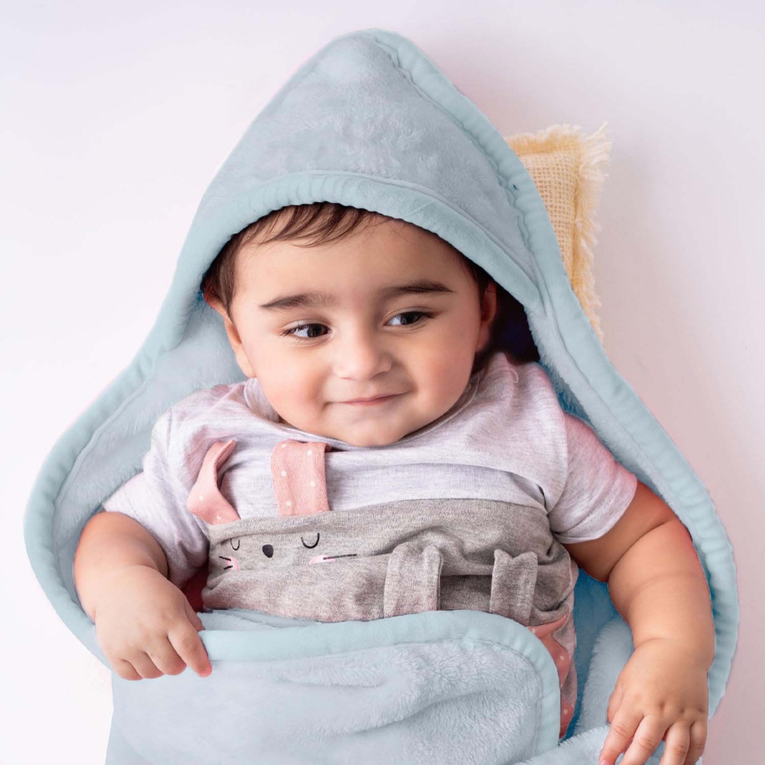 haus & kinder Fur Hooded Blanket for Newborns (0–6 Months), 450